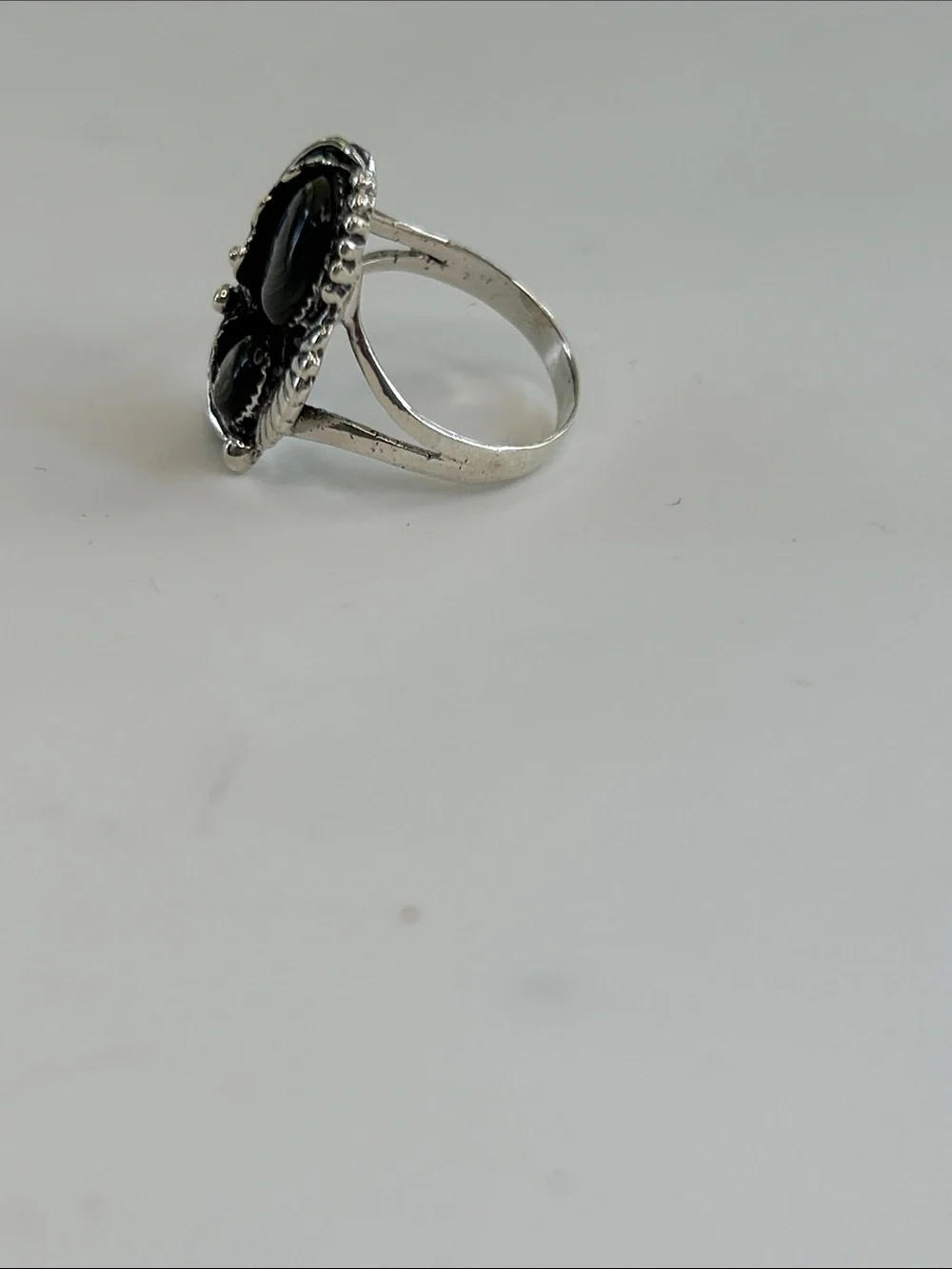 Sterling Silver Abalone Shell Statement Ring Leaf Motif Size 7.5